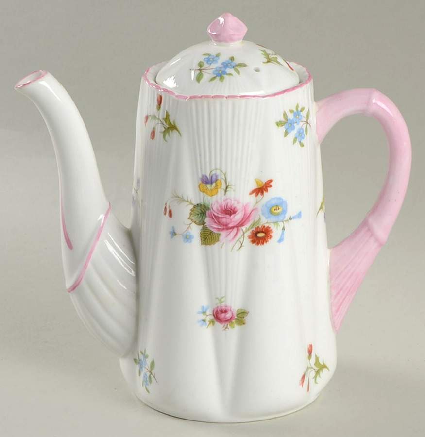 Rose & Red Daisy (Dainty) Individual Coffee Pot & Lid by Shelley-1