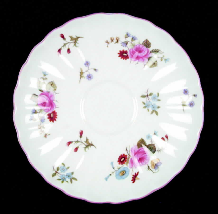Rose & Red Daisy (Fluted) Saucer by Shelley-1