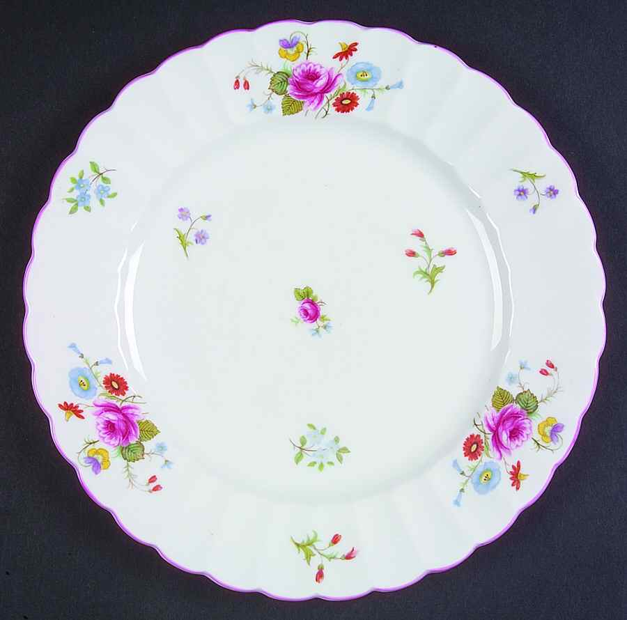 Rose & Red Daisy (Fluted) Salad Plate by Shelley-1