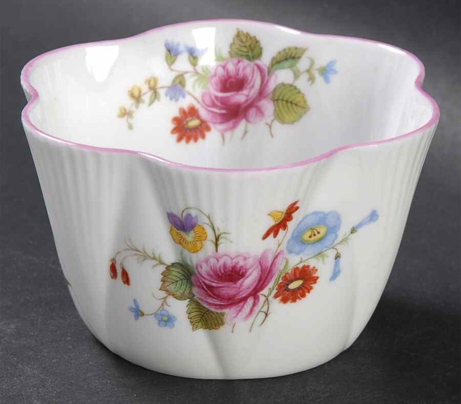 Rose & Red Daisy (Fluted) Mini Open Sugar Bowl by Shelley-1