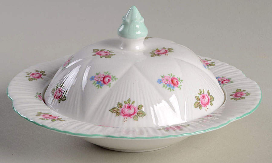 Rosebud (Dainty Shape) Round Covered Butter by Shelley-1