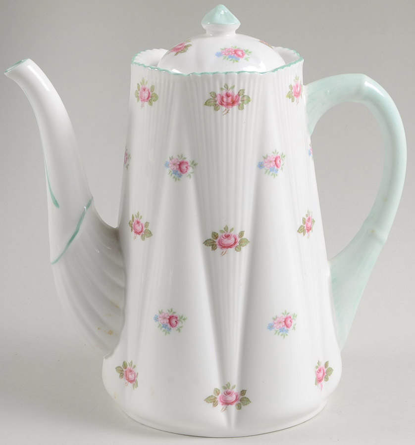 Rosebud (Dainty Shape) Coffee Pot & Lid by Shelley-1