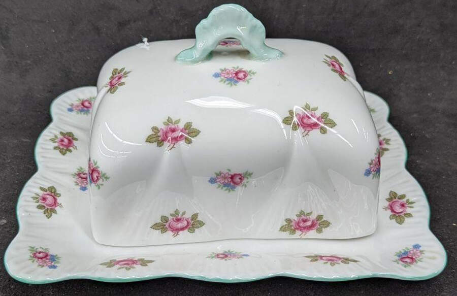Rosebud (Dainty Shape) Square Covered Butter by Shelley-1