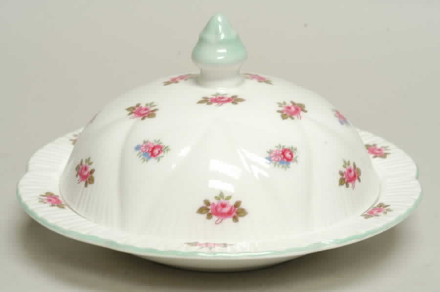 Rosebud (Dainty Shape) Round Covered Butter by Shelley-1