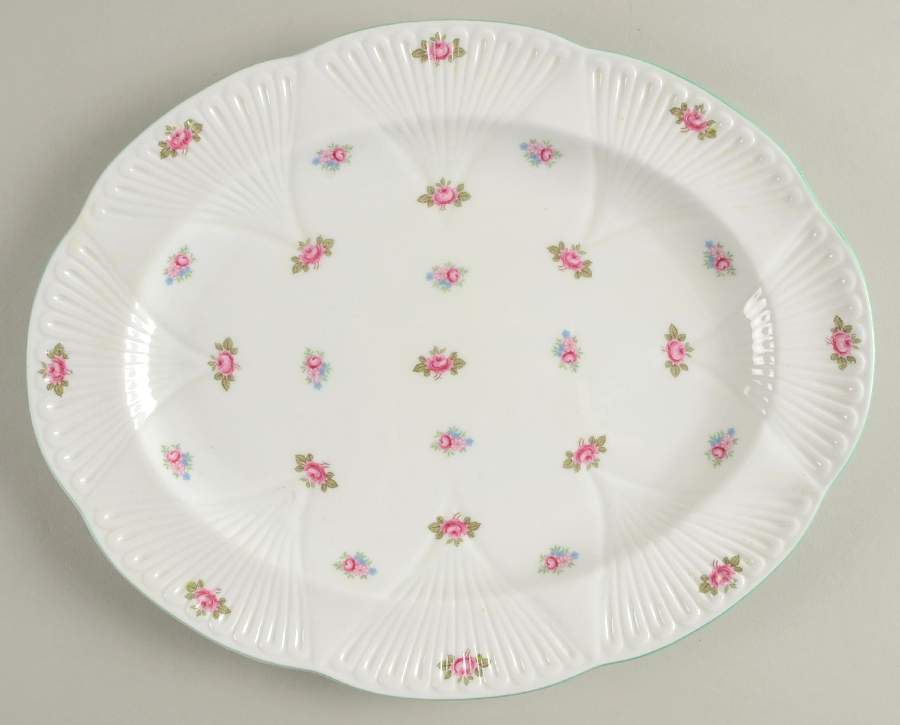 Rosebud (Dainty Shape) 12" Oval Serving Platter by Shelley-1