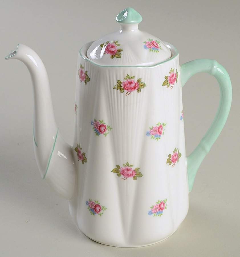 Rosebud (Dainty Shape) Individual Coffee Pot & Lid by Shelley-1