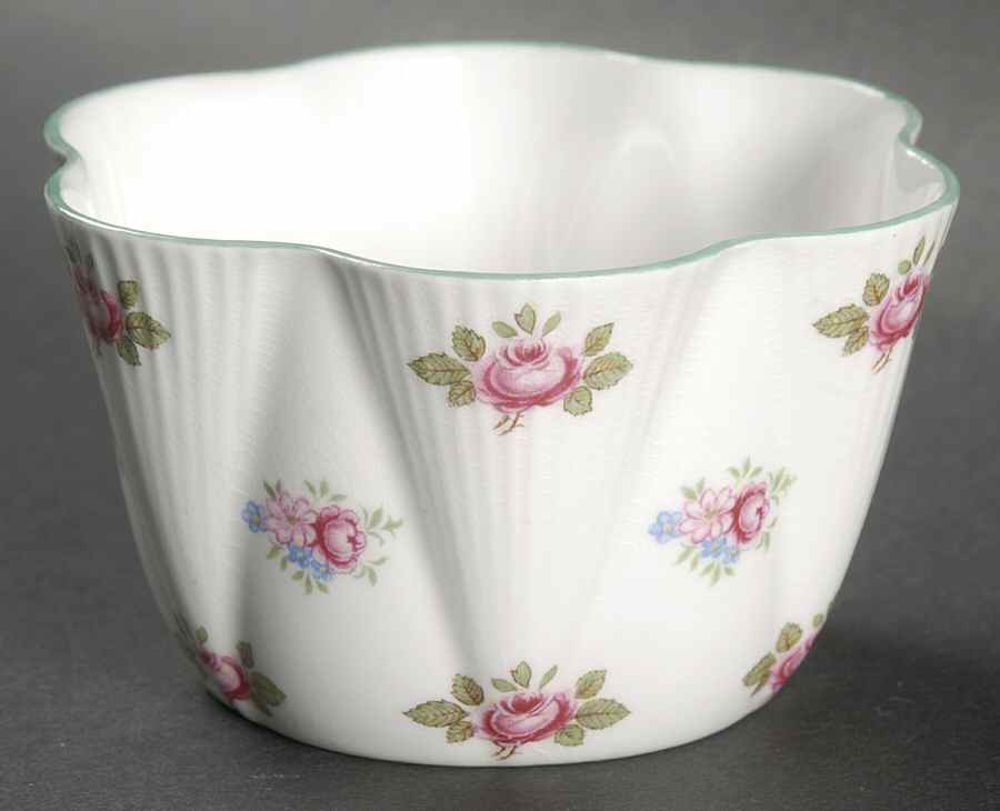 Rosebud (Dainty Shape) Mini Open Sugar Bowl by Shelley-1