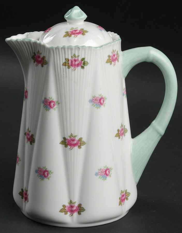 Rosebud (Dainty Shape) Hot Water Jug & Lid by Shelley-1