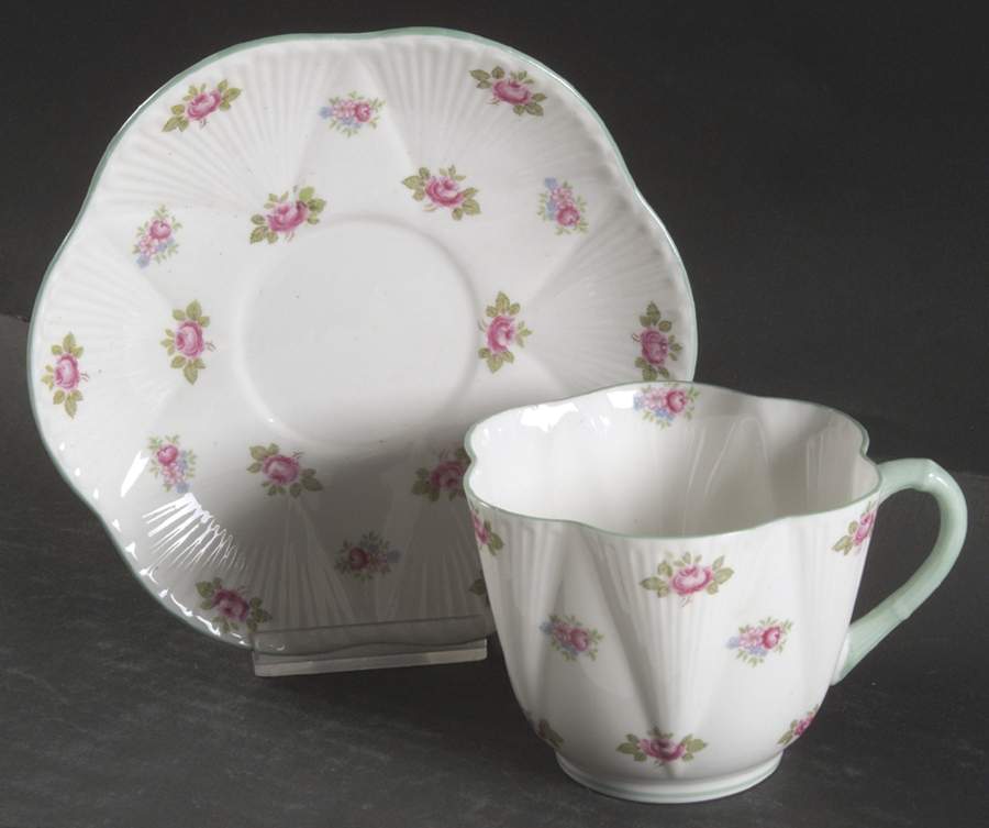 Rosebud (Dainty Shape) Oversized Cup & Saucer Set by Shelley-1