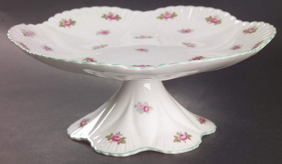 Rosebud (Dainty Shape) 8" Diameter Pedestal Cake Stand by Shelley-1