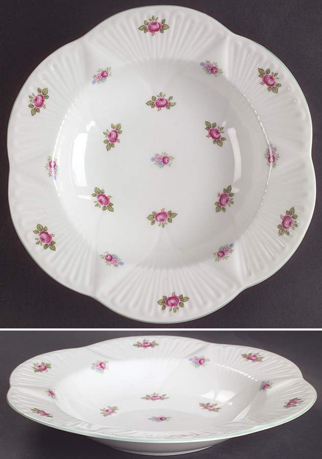 Rosebud (Dainty Shape) Rim Soup Bowl by Shelley-1