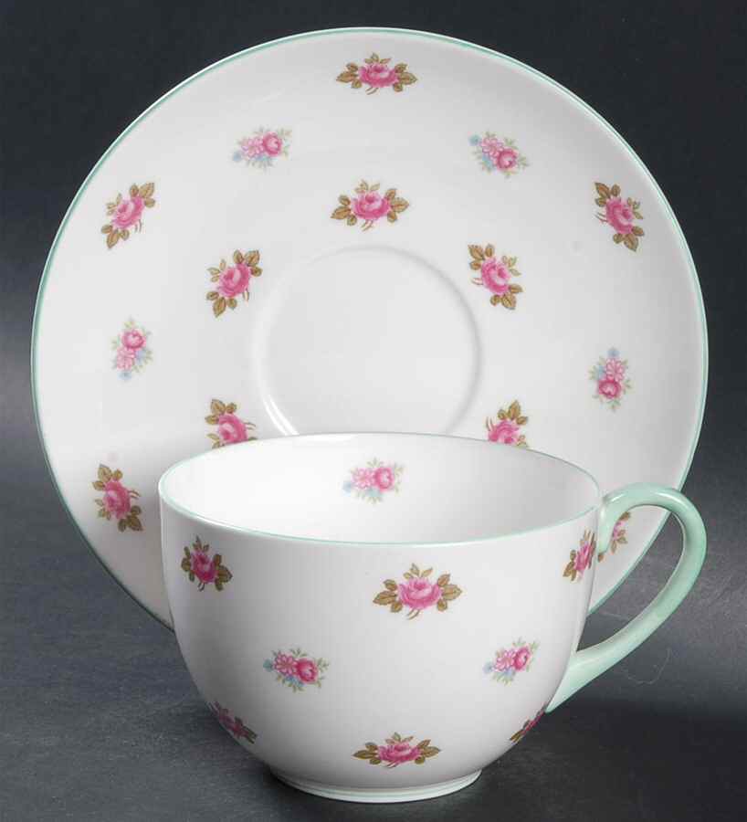 Rosebud (Smooth Edge) Oversized Cup & Saucer Set by Shelley-1