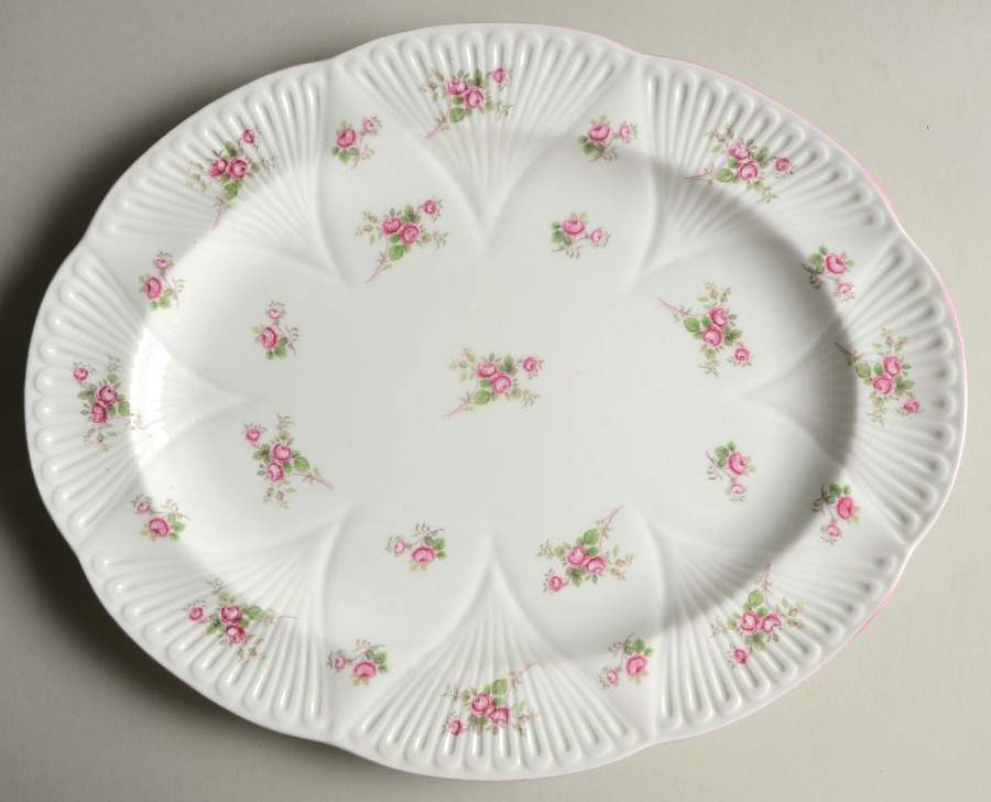 Bridal Rose (Dainty Shape) 12" Oval Serving Platter by Shelley-1