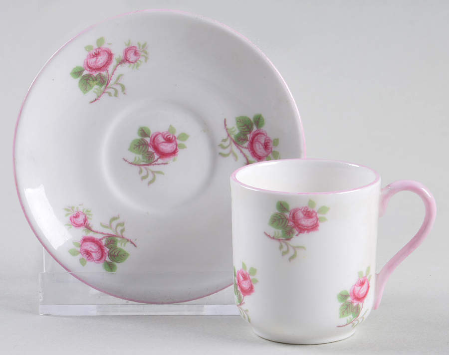 Bridal Rose (Dainty Shape) Flat Toy Cup and Saucer Set by Shelley-1