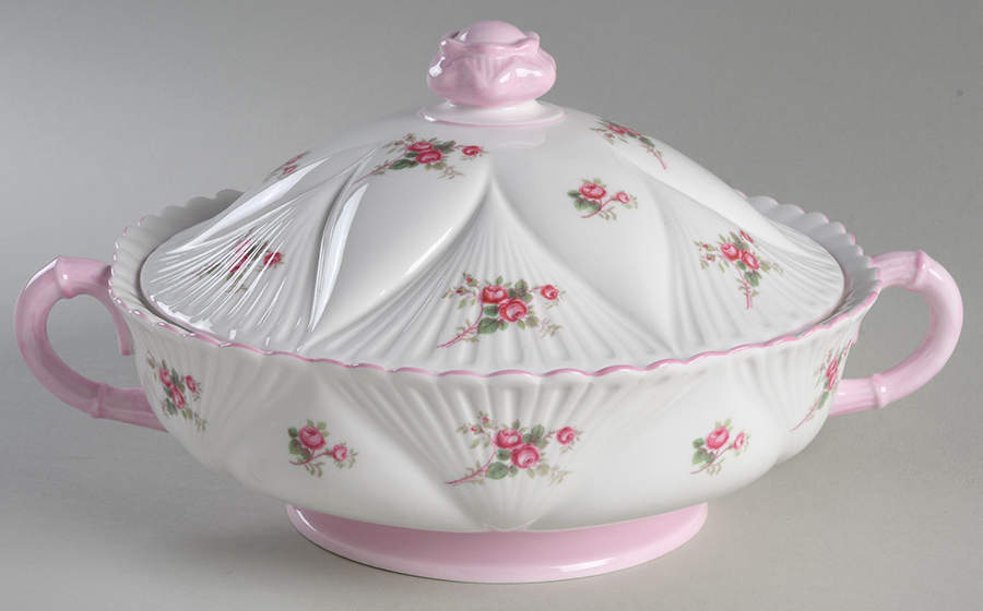 Bridal Rose (Dainty Shape) Round Covered Vegetable by Shelley-1