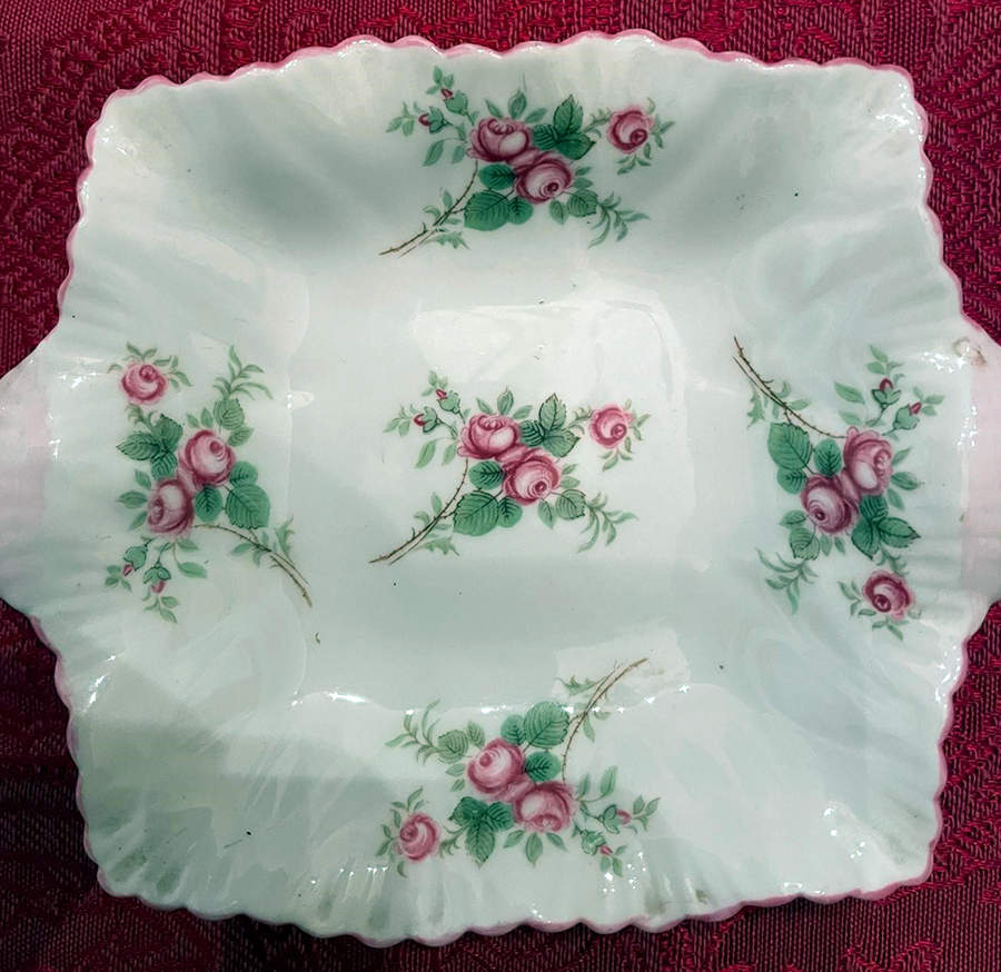 Bridal Rose (Dainty Shape) 5" Square Sweet Meat by Shelley-1