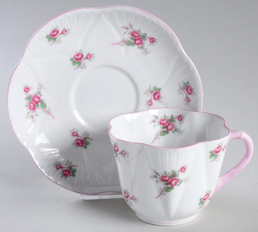 Bridal Rose (Dainty Shape) Oversized Cup & Saucer Set by Shelley-1