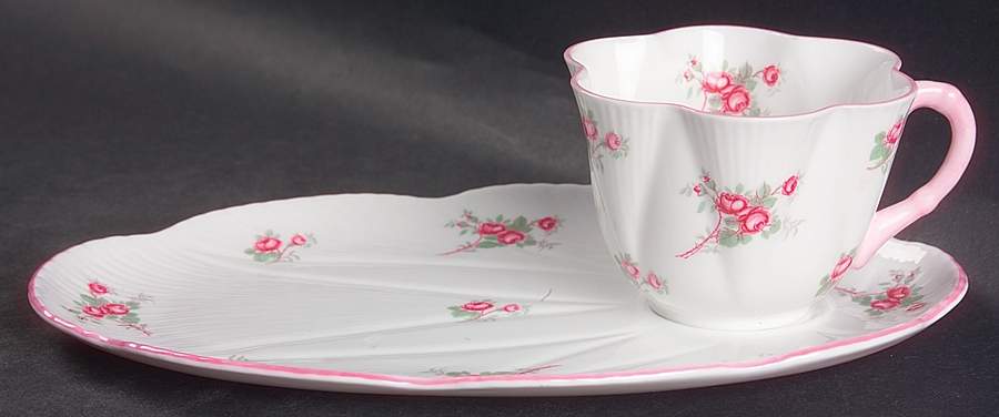 Bridal Rose (Dainty Shape) Snack Plate & Regular Flat Cup by Shelley-1