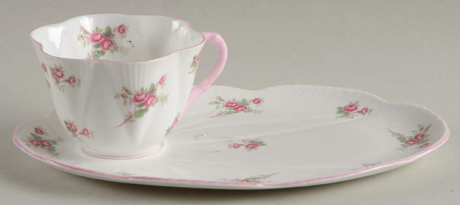 Bridal Rose (Dainty Shape) Snack Plate & Regular Flat Cup by Shelley-1
