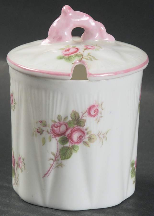 Bridal Rose (Dainty Shape) Mustard Jar & Lid by Shelley-1
