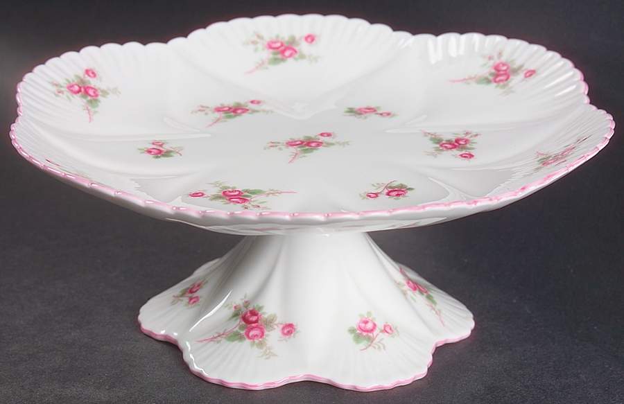 Bridal Rose (Dainty Shape) 8" Diameter Pedestal Cake Stand by Shelley-1