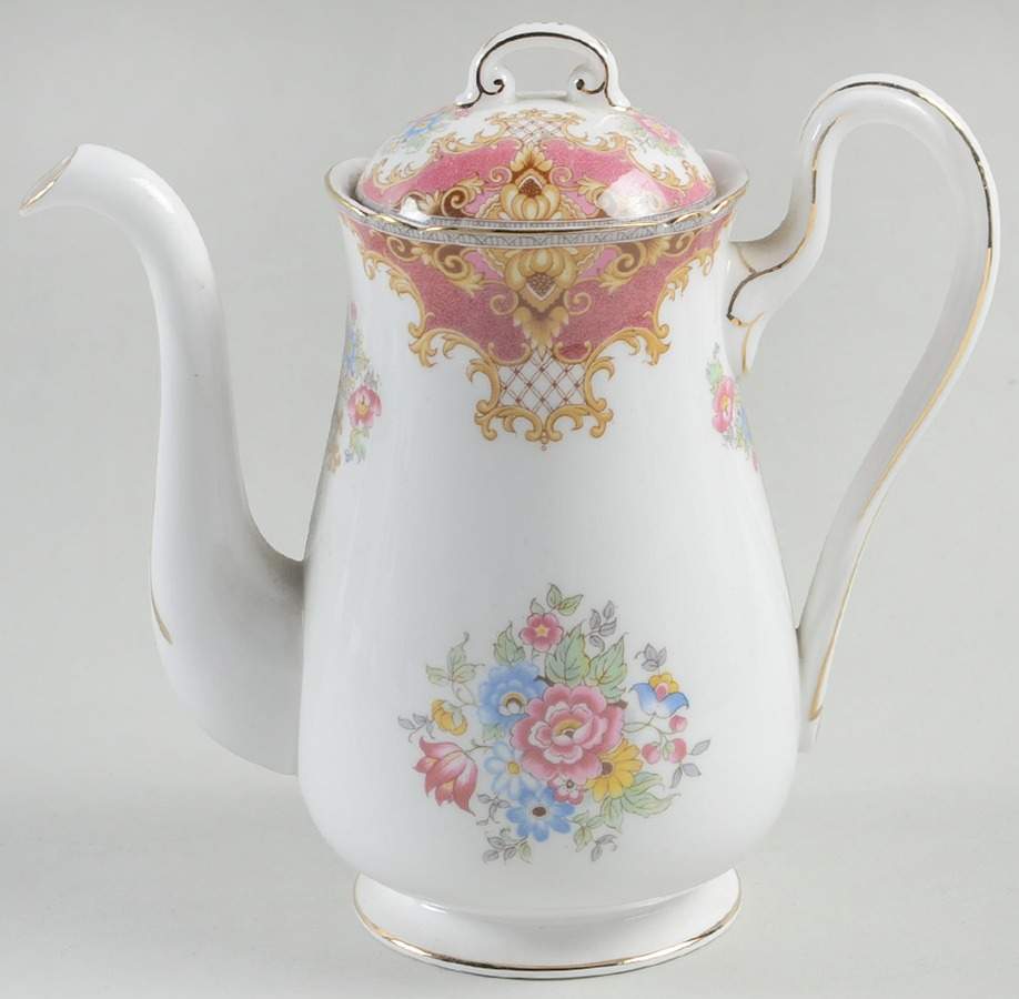 Sheraton Pink (13289, Scalloped) Mini Coffee Pot & Lid by Shelley-1