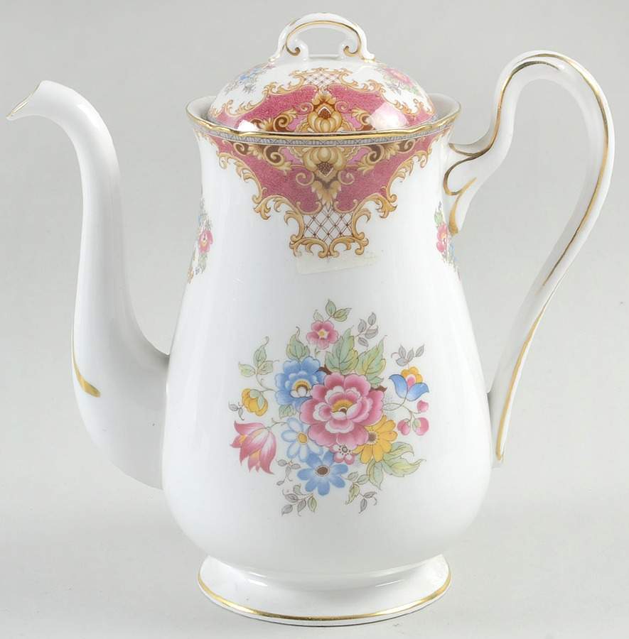 Sheraton Pink (13289, Scalloped) Coffee Pot & Lid by Shelley-1