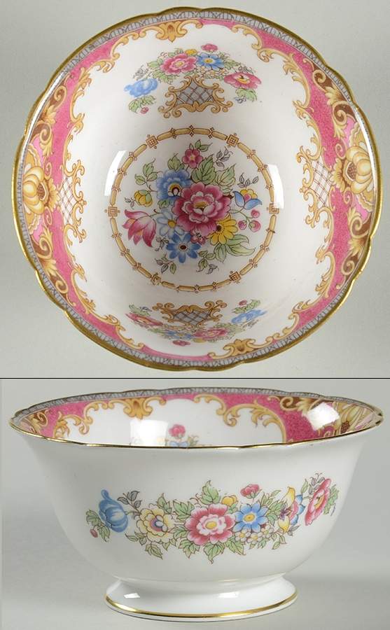 Sheraton Pink (13289, Scalloped) Open Sugar Bowl by Shelley-1
