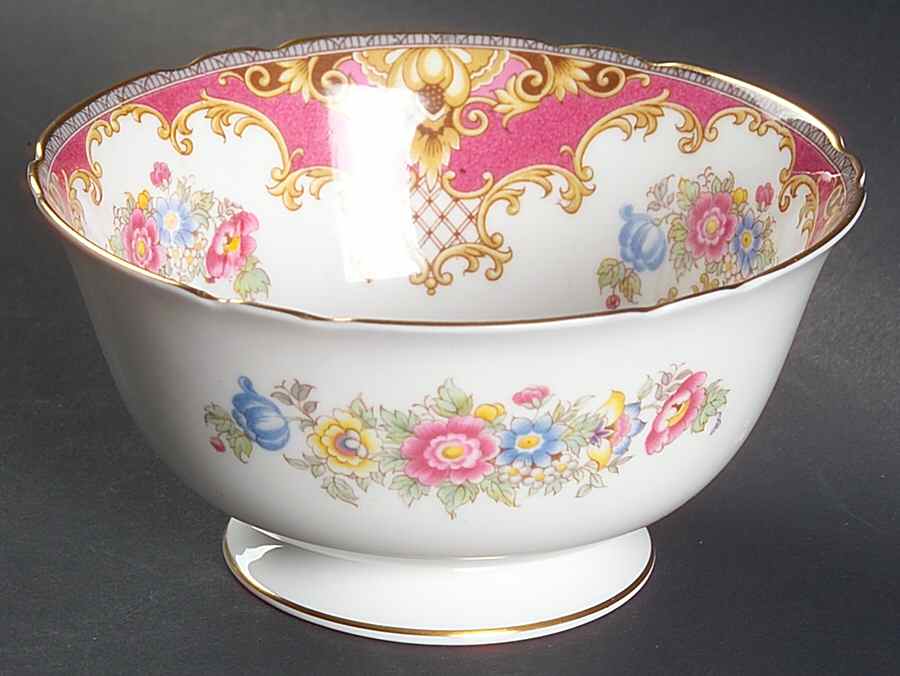 Sheraton Pink (13289, Scalloped) Open Sugar Bowl by Shelley-1