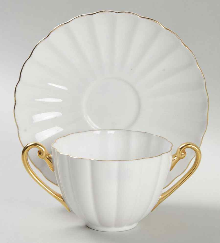 SHE4 Flat Bouillon Cup & Saucer by Shelley-1