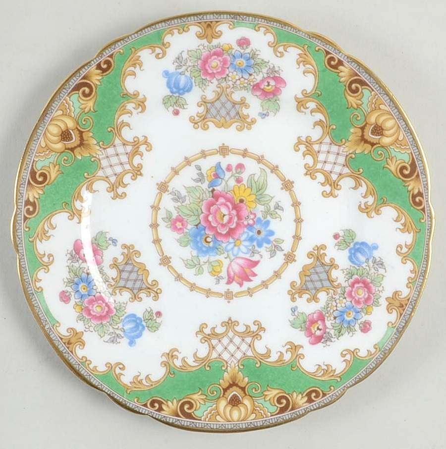 Sheraton Green (Scalloped) Bread & Butter Plate by Shelley-1