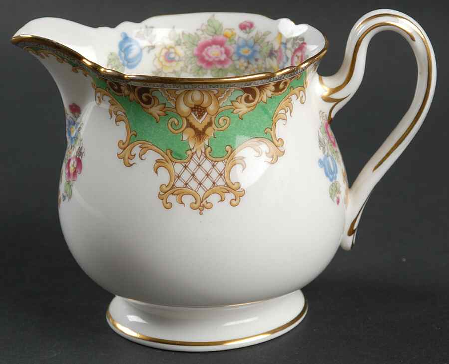 Sheraton Green (Scalloped) Creamer by Shelley-1