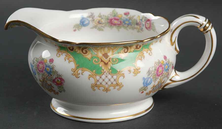 Sheraton Green (Scalloped) Gravy Boat by Shelley-1