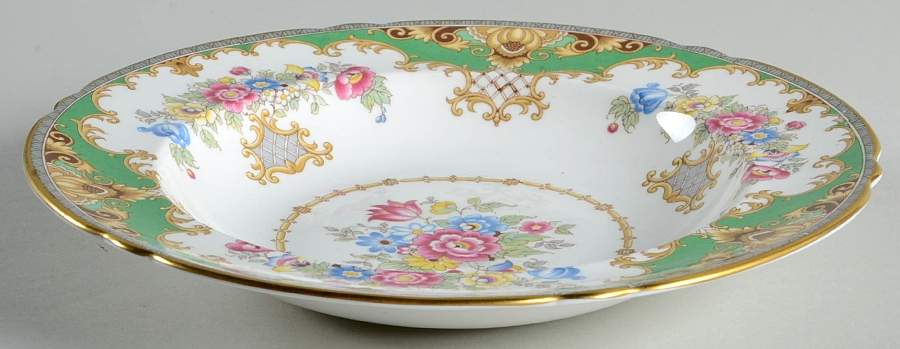 Sheraton Green (Scalloped) Large Rim Soup Bowl by Shelley-1