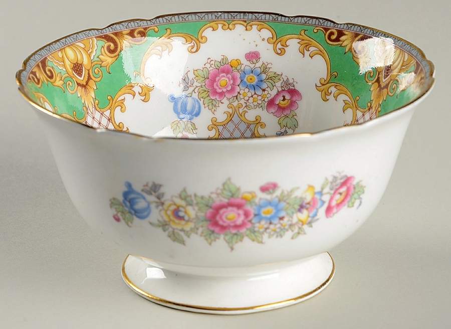 Sheraton Green (Scalloped) Cranberry Bowl by Shelley-1