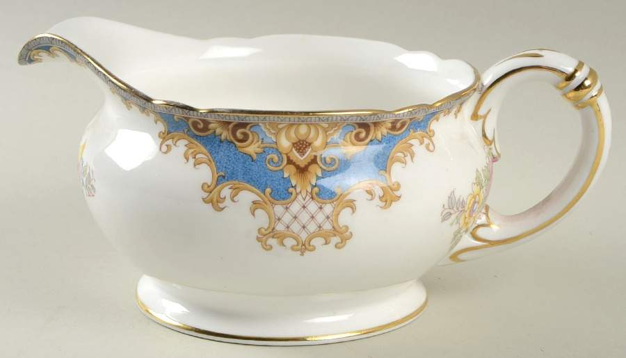 Sheraton Blue (Scalloped) Gravy Boat by Shelley-1