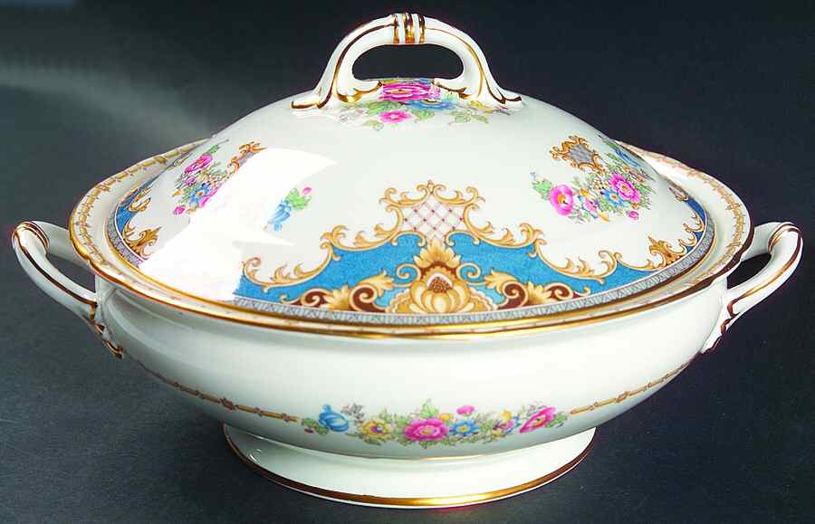Sheraton Blue (Scalloped) Round Covered Vegetable by Shelley-1