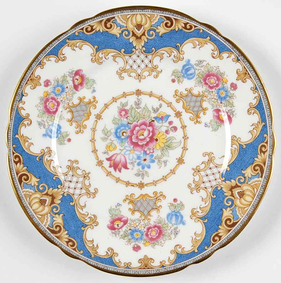 Sheraton Blue (Scalloped) Bread & Butter Plate by Shelley-1