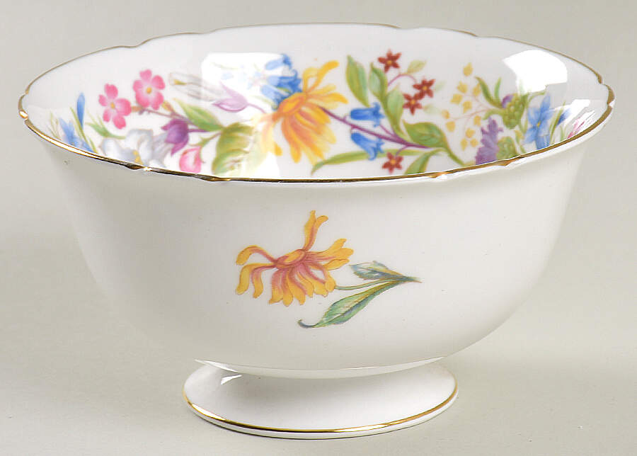 Spring Bouquet (Gainsborough, Scalloped) Cranberry Bowl by Shelley-1