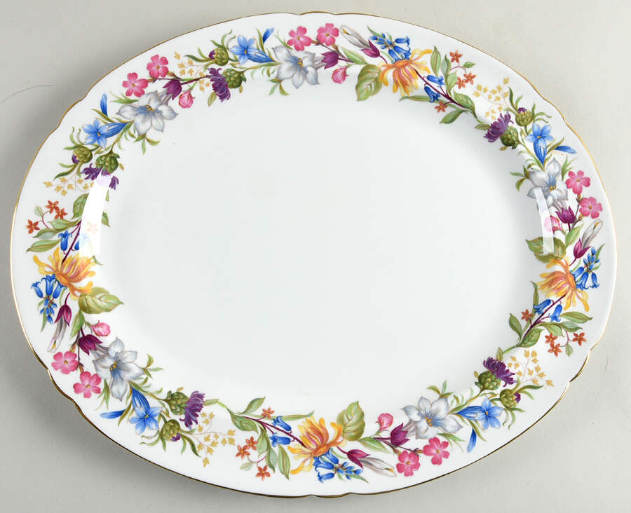 Spring Bouquet (Gainsborough, Scalloped) 16" Oval Serving Platter by Shelley-1
