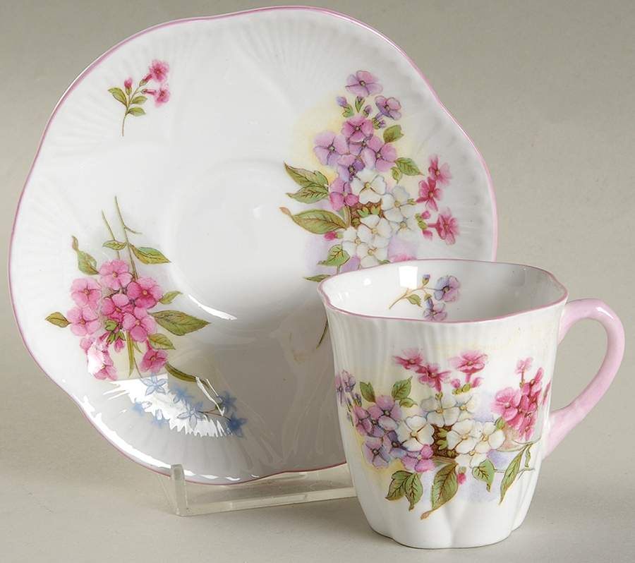 Stocks (Dainty Shape) Flat Demitasse Cup & Saucer Set by Shelley-1