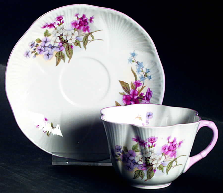 Stocks (Dainty Shape) Flat Cup & Saucer Set by Shelley-1
