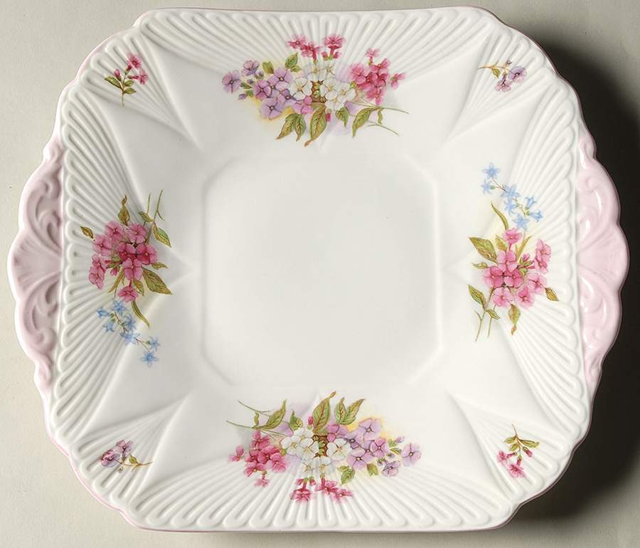 Stocks (Dainty Shape) Square Handled Cake Plate by Shelley-1