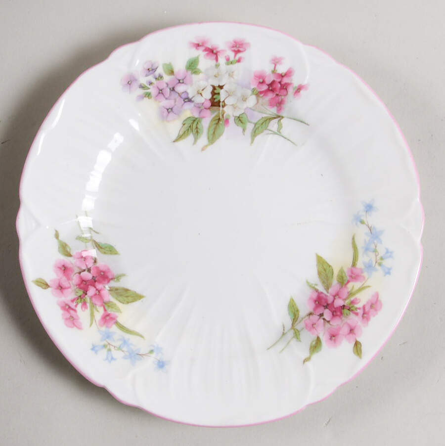 Stocks Pink (Oleander Shape) Bread & Butter Plate by Shelley-1