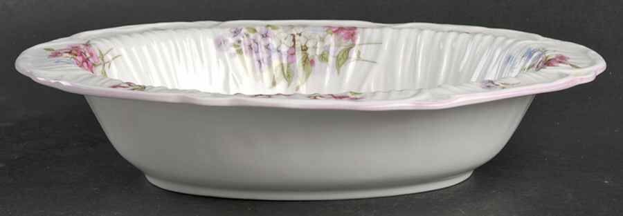 Stocks Pink (Oleander Shape) 9" Oval Vegetable Bowl by Shelley-1
