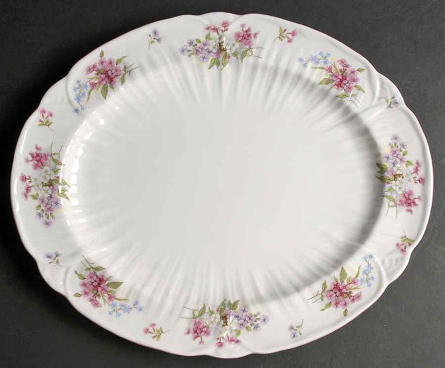 Stocks Pink (Oleander Shape) 14" Oval Serving Platter by Shelley-1