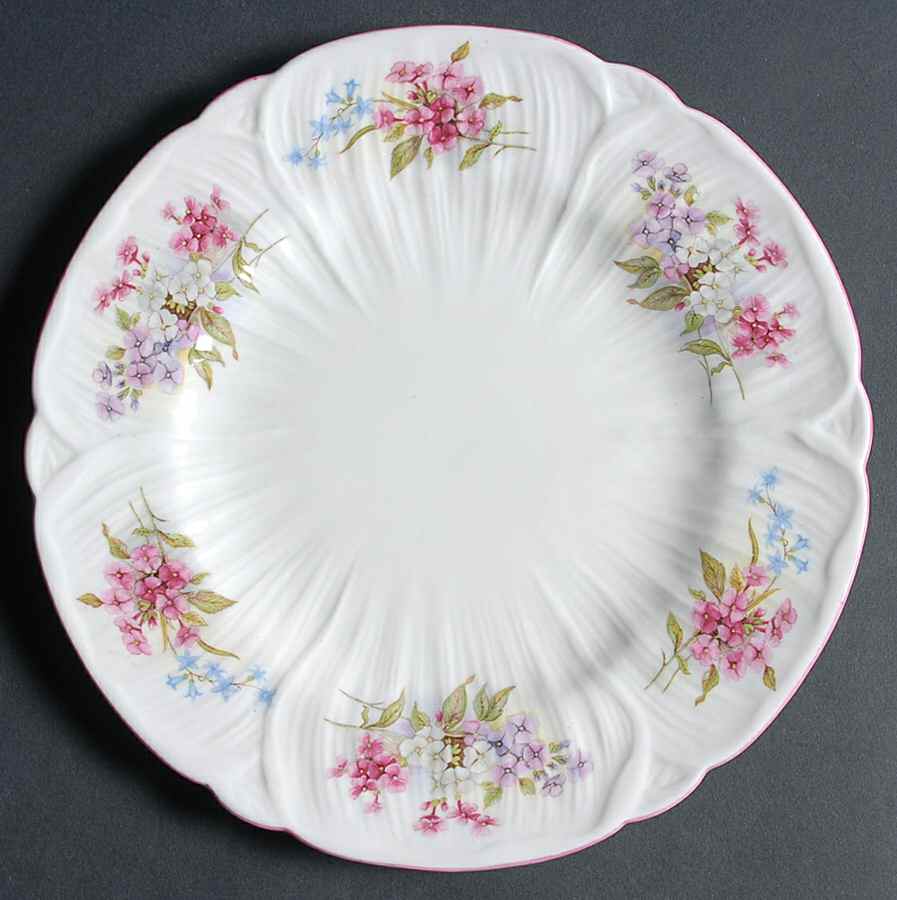Stocks Pink (Oleander Shape) Luncheon Plate by Shelley-1