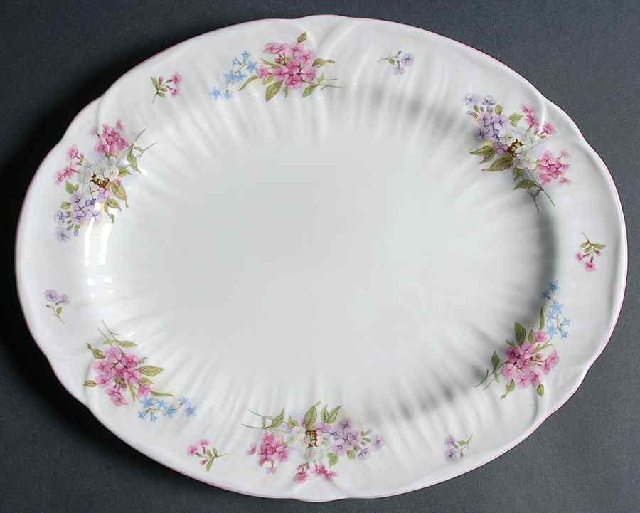 Stocks Pink (Oleander Shape) 12" Oval Serving Platter by Shelley-1
