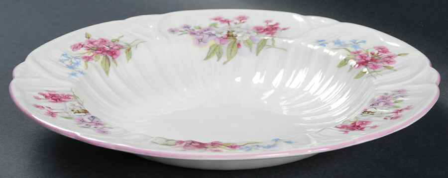 Stocks Pink (Oleander Shape) Large Rim Soup Bowl by Shelley-1
