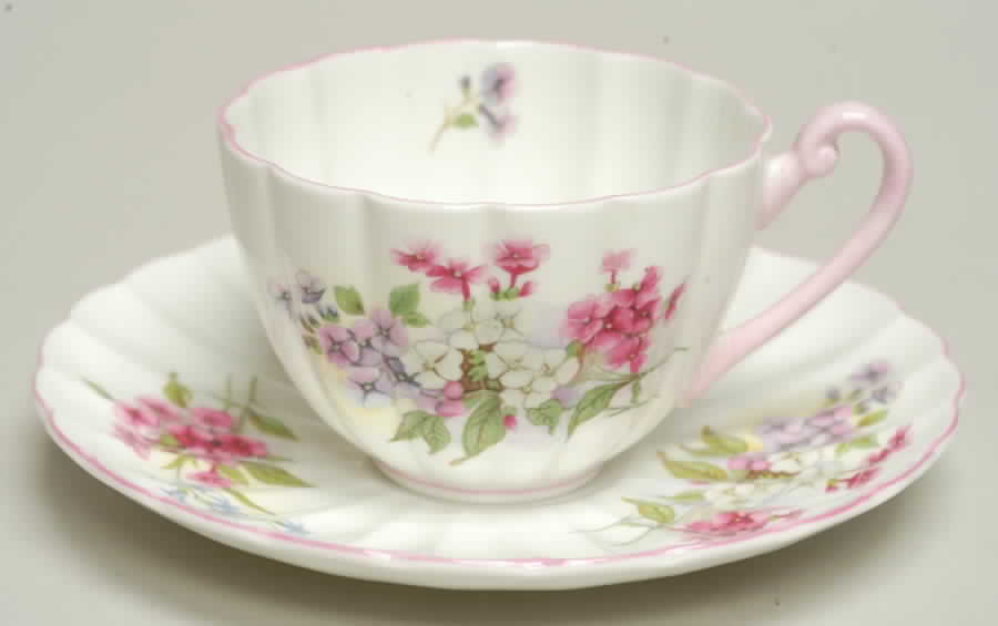 Stocks (Ribbed Shape) Flat Cup & Saucer Set by Shelley-1